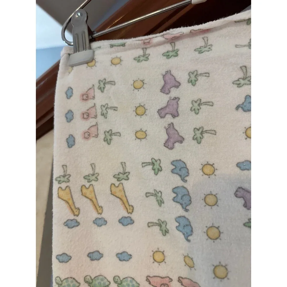 Carter’s John Lennon animals flannel receiving baby swaddle blanket vtg y2k
